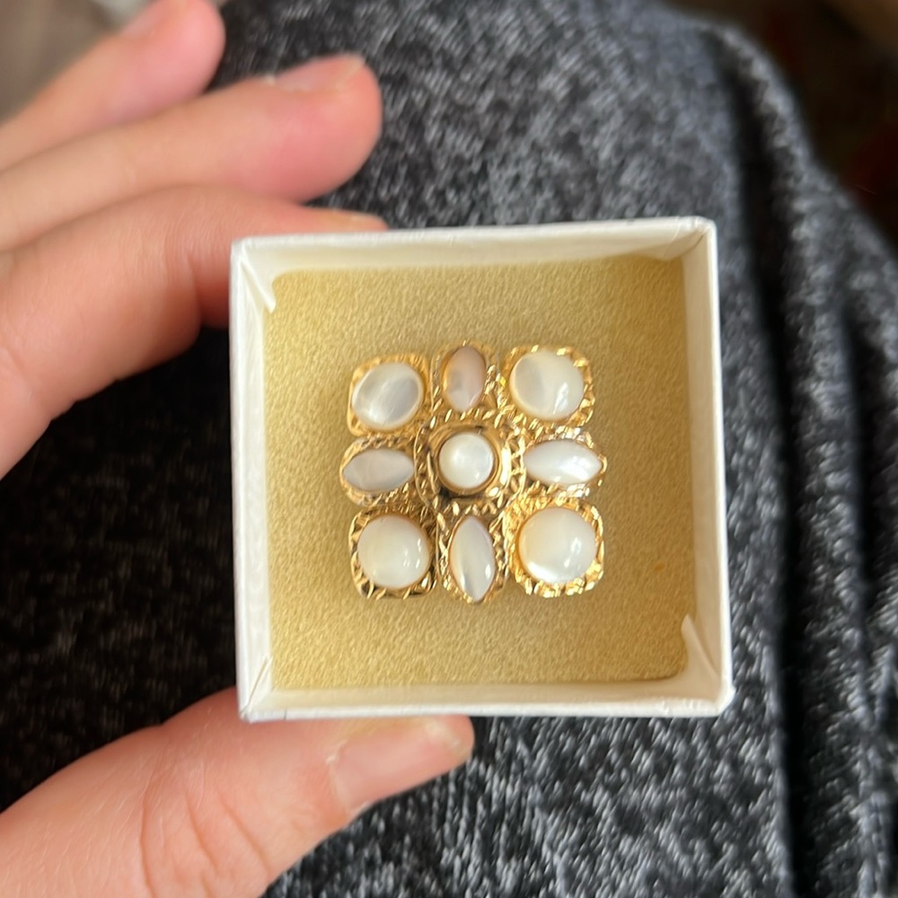 St. John Mother of Pearl Gold Ring